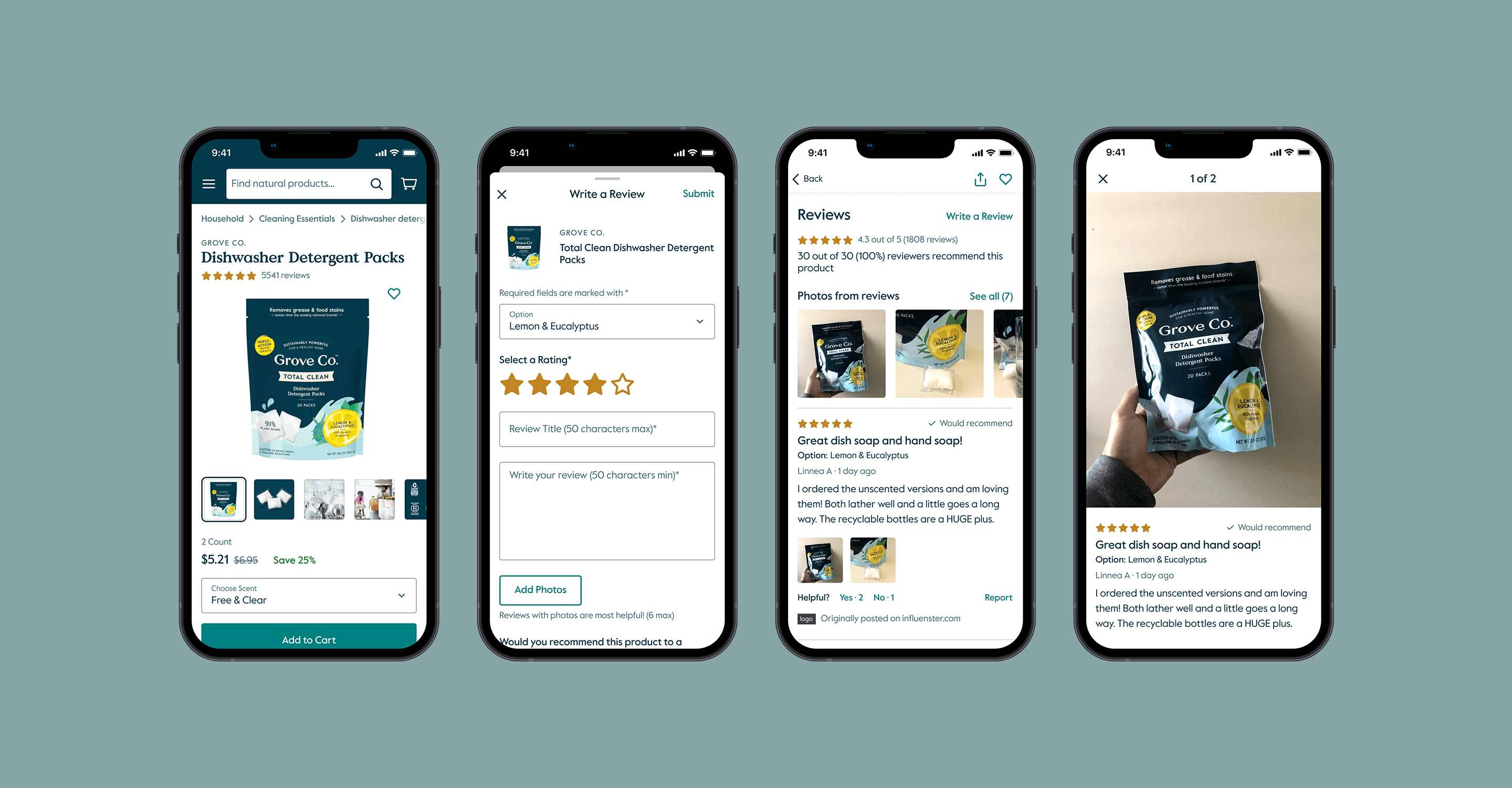 Grove enhanced product reviews