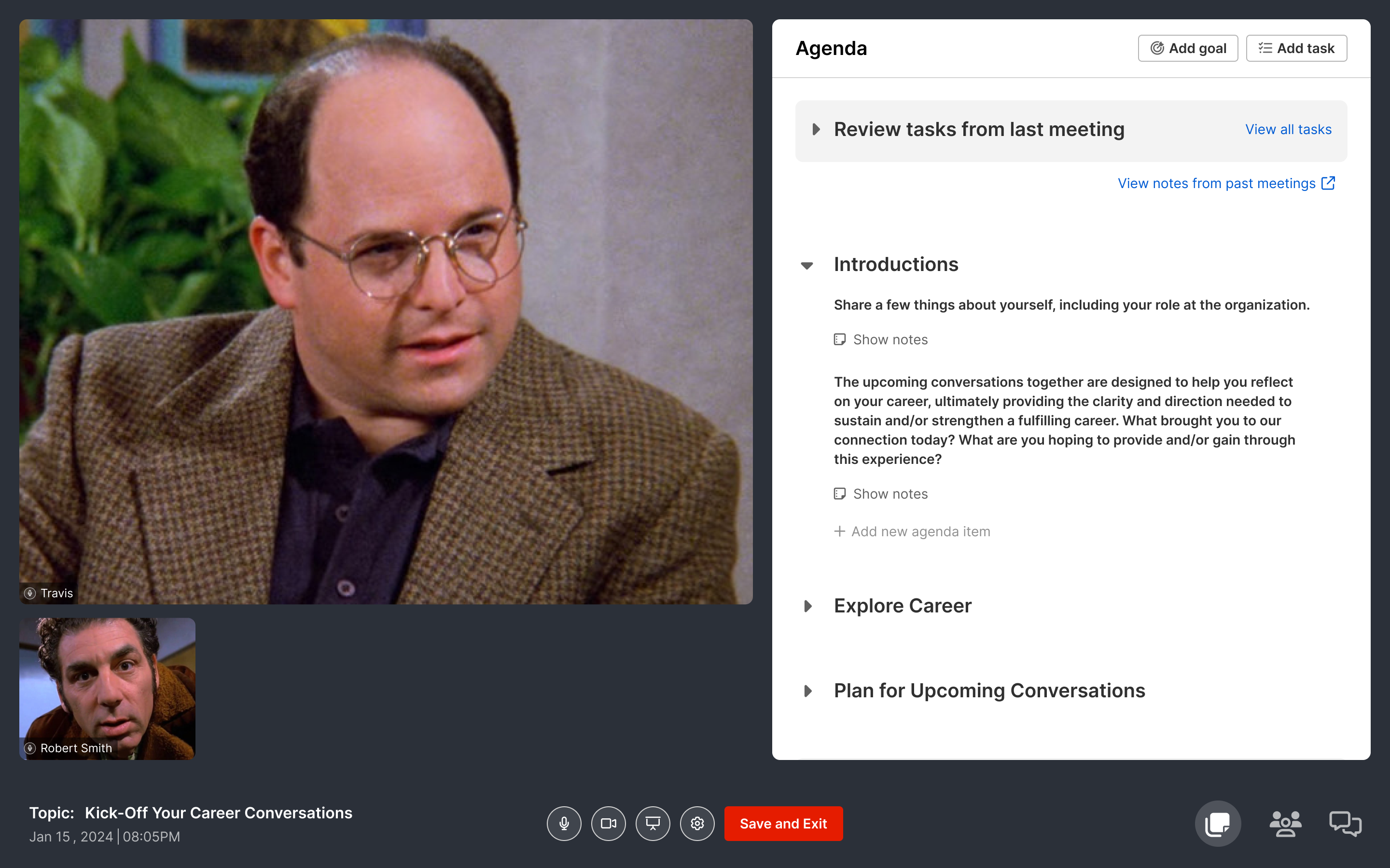 Guided Conversations in-session interface